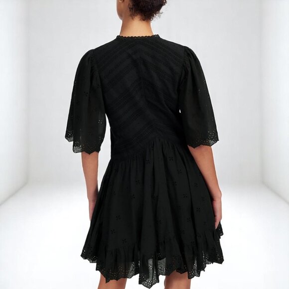 Madewell Eyelet Flutter Sleeve Mini Dress in Cotton Size 2 - Picture 3 of 12